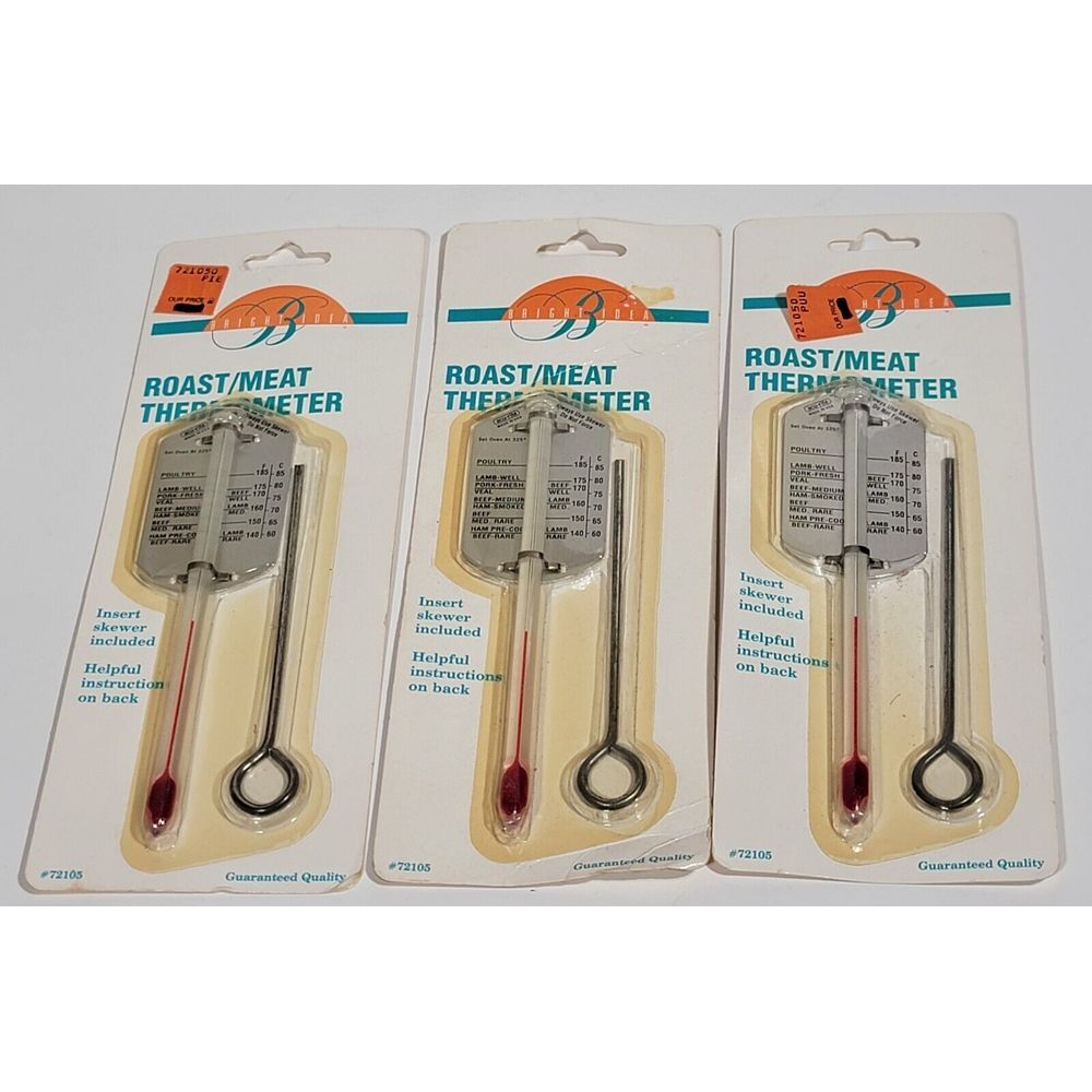 3 Vintage Bright Idea Grey Roast/Meat Thermometer No. 72105